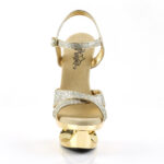 ECLIPSE-619G goldene Multiglitter High-Heel Sandalette mit Plateau im Cut-out-Design, 16,5 cm Absatz und 4,5 cm Plateau von Pleaser USA.