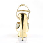 ECLIPSE-619G goldene Multiglitter High-Heel Sandalette mit Plateau im Cut-out-Design, 16,5 cm Absatz und 4,5 cm Plateau von Pleaser USA.