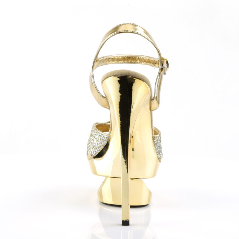ECLIPSE-619G goldene Multiglitter High-Heel Sandalette mit Plateau im Cut-out-Design, 16,5 cm Absatz und 4,5 cm Plateau von Pleaser USA.