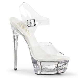 Eclipse-608 durchsichtige High Heels Sandalette mit Plateau im Cut-out-Design, 16,5 cm Absatz, 4,5 cm Plateau von Pleaser USA.