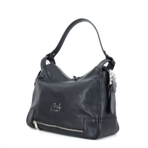 Große Handtasche schwarz Leder