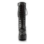 Plateau Stiefelette schwarz Kunstleder mit Schnürung, 13 cm Blockabsatz und 4 cm Plateau von Pleaser USA.