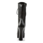 Plateau Stiefelette schwarz Kunstleder mit Schnürung, 13 cm Blockabsatz und 4 cm Plateau von Pleaser USA.