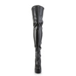 Overknee Plateau Stiefel schwarz Kunstleder mit 13 cm Blockabsatz und 4 cm Plateau von Pleaser USA.