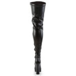 Overknee Plateau Stiefel schwarz Kunstleder mit 13 cm Blockabsatz und 4 cm Plateau von Pleaser USA.
