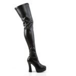 Overknee Plateau Stiefel schwarz Kunstleder mit 13 cm Blockabsatz und 4 cm Plateau von Pleaser USA.