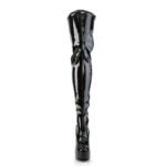 Overknee Plateau Stiefel schwarz Lack mit 13 cm Blockabsatz und 4 cm Plateau von Pleaser USA.