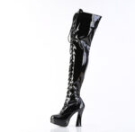 Overknee Plateau Schnürstiefel schwarz Lack mit 13 cm Blockabsatz und 4 cm Plateau von Pleaser USA.