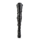 Overknee Plateau Schnürstiefel mit Schnallen, schwarz Stretchkunstleder, mit 13 cm Blockabsatz und 4 cm Plateau von Pleaser USA.