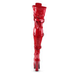 Overknee Plateau Schnürstiefel mit Schnallen, rot Lack, mit 13 cm Blockabsatz und 4 cm Plateau von Pleaser USA.