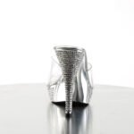 Durchsichtige High Heel Pantolette mit strassbesetztem silber Chrom Plateau und Absatz von Pleaser, 11,5 cm Absatz, 2,5 cm Plateau