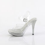 Durchsichtige High-Heel Sandalette mit strassbesetztem Plateau und Absatz, von Fabulicious by Pleaser, 11,5 cm Absatz, 2,5 cm Plateau.