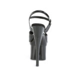 Schwarze Plateau Sandalette mit 17,5 cm Ansatz, 7,5 cm Plateau und weichgepolsterter Lederinnensohle von Pleaser USA.