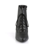 Schwarze Stiefelette mit Schnürung, Reißverschluss und 5 cm Blockabsatz in Kunstleder von Pleaser USA.