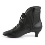 Schwarze Stiefelette mit Schnürung, Reißverschluss und 5 cm Blockabsatz in Kunstleder von Pleaser USA.