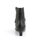 Schwarze Stiefelette mit Schnürung, Reißverschluss und 5 cm Blockabsatz in Kunstleder von Pleaser USA.