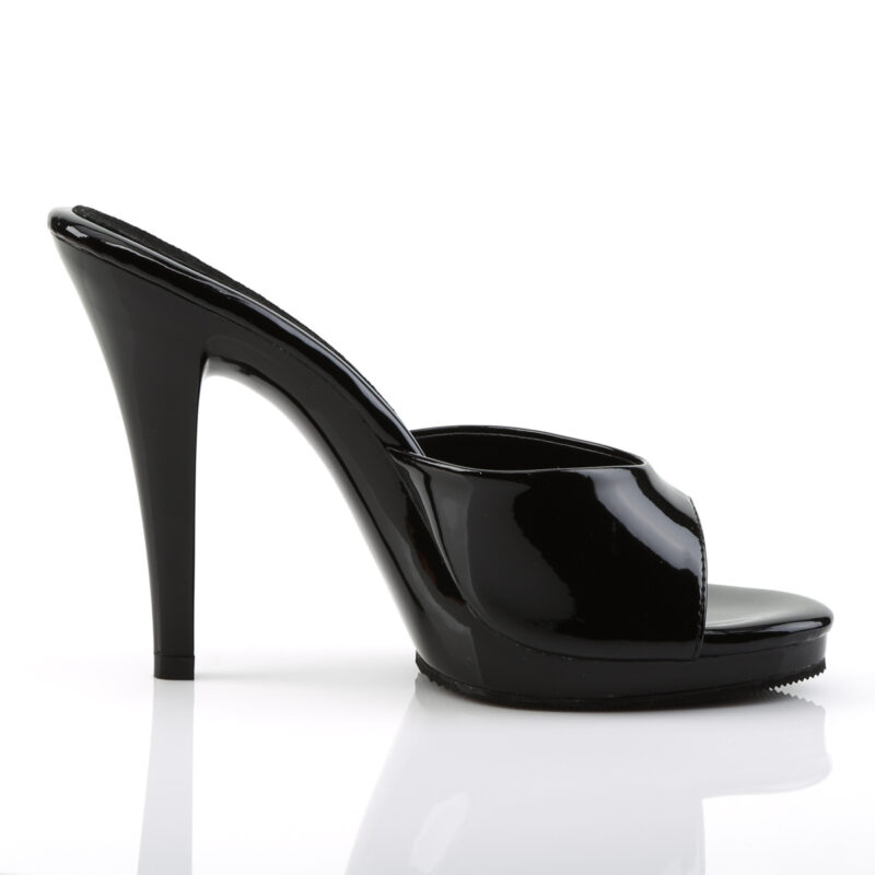 High Heel Pantolette in schwarz Lack mit Mini-Plateau Fabulicious by Pleaser, 11,5 cm Absatz, 1 cm Plateau.