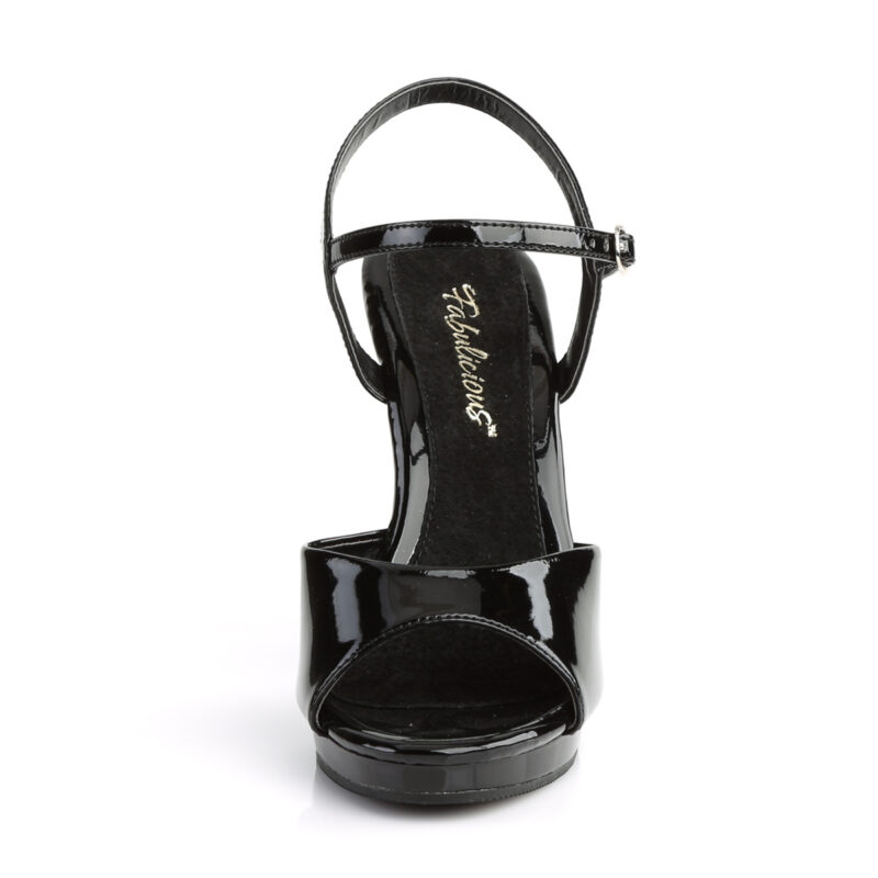 High Heel Riemchen Sandalette schwarz Lack mit Mini-Plateau Fabulicious by Pleaser, 11,5 cm Absatz, 1 cm Plateau.
