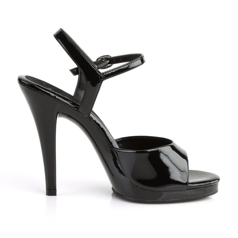 High Heel Riemchen Sandalette schwarz Lack mit Mini-Plateau Fabulicious by Pleaser, 11,5 cm Absatz, 1 cm Plateau.
