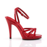 High Heel Riemchen Sandalette rot Lack mit Mini-Plateau Fabulicious by Pleaser, 11,5 cm Absatz, 1 cm Plateau.