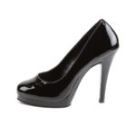 Schwarze Mini Plateau Lack Pumps mit 11,5 cm Absatz und 1 cm Plateau von Pleaser.