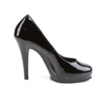 Schwarze Mini Plateau Lack Pumps mit 11,5 cm Absatz und 1 cm Plateau von Pleaser.