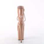 Stiefelette in blush Lack mit Schnürung, 20 cm hohem Absatz und 10 cm Plateau von Pleaser.