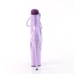 Stiefelette in lavendel Lack mit Schnürung, 20 cm hohem Absatz und 10 cm Plateau von Pleaser.