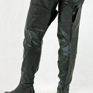 Extralanger flacher Overknee Lederstiefel
