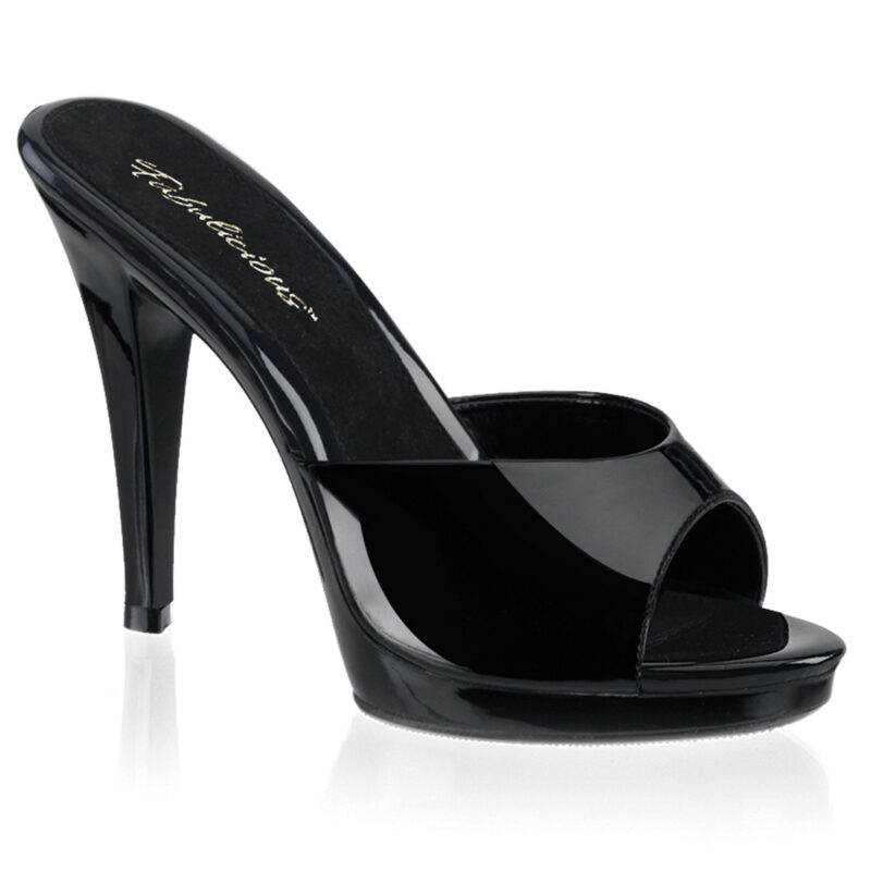 High Heel Pantolette in schwarz Lack mit Mini-Plateau Fabulicious by Pleaser, 11,5 cm Absatz, 1 cm Plateau.