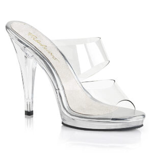 Durchsichtige 2 Band High Heel Pantolette mit Mini-Plateau Fabulicious by Pleaser, 11,5 cm Absatz, 1 cm Plateau.