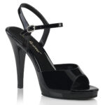 High Heel Riemchen Sandalette schwarz Lack mit Mini-Plateau Fabulicious by Pleaser, 11,5 cm Absatz, 1 cm Plateau.
