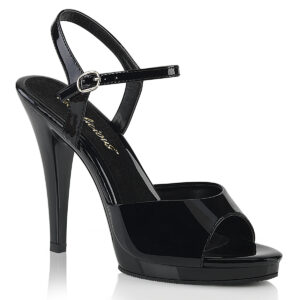 High Heel Riemchen Sandalette schwarz Lack mit Mini-Plateau Fabulicious by Pleaser, 11,5 cm Absatz, 1 cm Plateau.