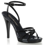 High Heel Riemchen Sandalette schwarz Lack mit Mini-Plateau Fabulicious by Pleaser, 11,5 cm Absatz, 1 cm Plateau.