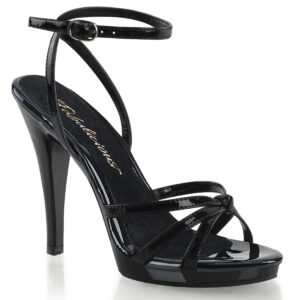 High Heel Riemchen Sandalette schwarz Lack mit Mini-Plateau Fabulicious by Pleaser, 11,5 cm Absatz, 1 cm Plateau.
