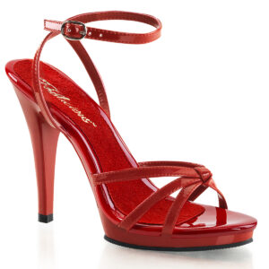 High Heel Riemchen Sandalette rot Lack mit Mini-Plateau Fabulicious by Pleaser, 11,5 cm Absatz, 1 cm Plateau.