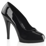 Schwarze Mini Plateau Lack Pumps mit 11,5 cm Absatz und 1 cm Plateau von Pleaser.