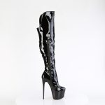 Schwarze, hohe, glänzende Stiefel