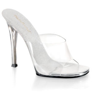GALA-01 Durchsichtige High Heel Pantolette mit heller gepolsterter Innensohle aus der Kollektion Fabulicious von Pleaser USA mit 11 cm Stiletto Absatz.