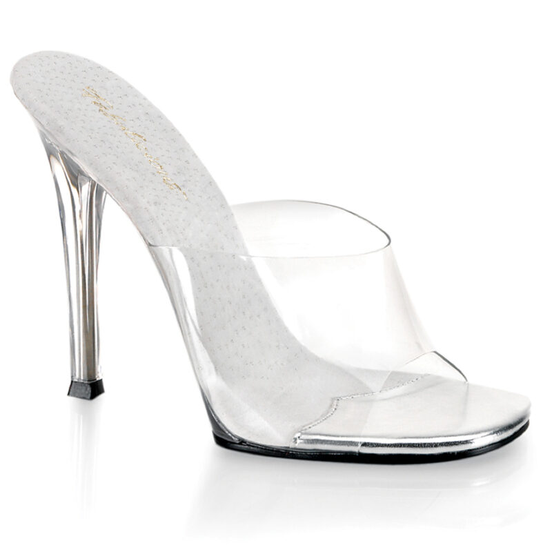 GALA-01 Durchsichtige High Heel Pantolette mit heller gepolsterter Innensohle aus der Kollektion Fabulicious von Pleaser USA mit 11 cm Stiletto Absatz.