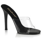 GALA-01 Durchsichtige High Heel Pantolette mit schwarzer gepolsterter Innensohle aus der Kollektion Fabulicious von Pleaser USA und 11 cm Stiletto Absatz.