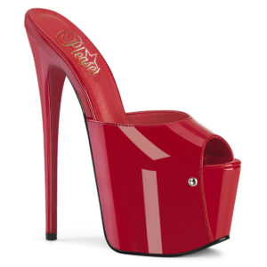 JUBILANT-01 Plateau Pantolette rot Lack von Pleaser USA mit 17,5 cm hohem High Heel Absatz und 7,5 cm Plateau. Die Innensohle ist weichgepolstert.