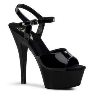 KISS-209 Riemchen Sandalette in schwarz Lack mit 4,5 cm Plateau und 15 cm High Heel Absatz.