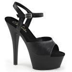 KISS-209 Riemchen Sandalette in schwarz Kunstleder mit 4,5 cm Plateau und 15 cm High Heel Absatz.