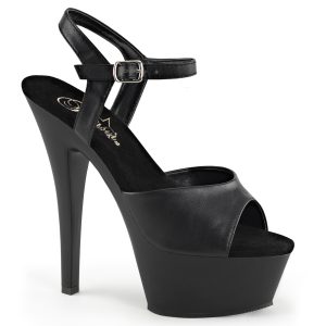 KISS-209 Riemchen Sandalette in schwarz Kunstleder mit 4,5 cm Plateau und 15 cm High Heel Absatz.