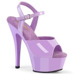 KISS-209 Riemchen Sandalette in lavendel Lack mit 4,5 cm Plateau und 15 cm High Heel Absatz.