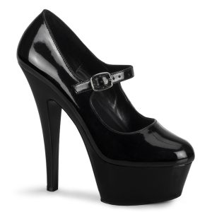 KISS-280 Schwarze Mary Jane High Heel Pumps mit Plateau und Riemchen von Pleaser USA.