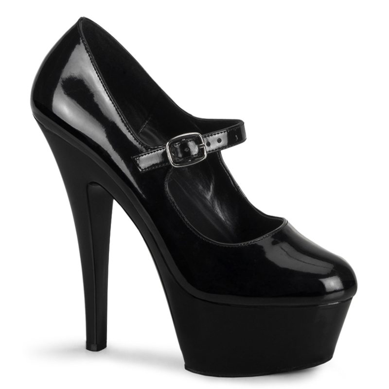 KISS-280 Schwarze Mary Jane High Heel Pumps mit Plateau und Riemchen von Pleaser USA.