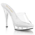 LIP-101 Durchsichtige Pantolette mit klarem Mini-Plateau von Pleaser mit 12,5 cm Absatz und 2 cm Plateau.