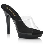 LIP-101 Durchsichtige Pantolette mit schwarzem Mini-Plateau von Pleaser mit 12,5 cm Absatz und 2 cm Plateau.